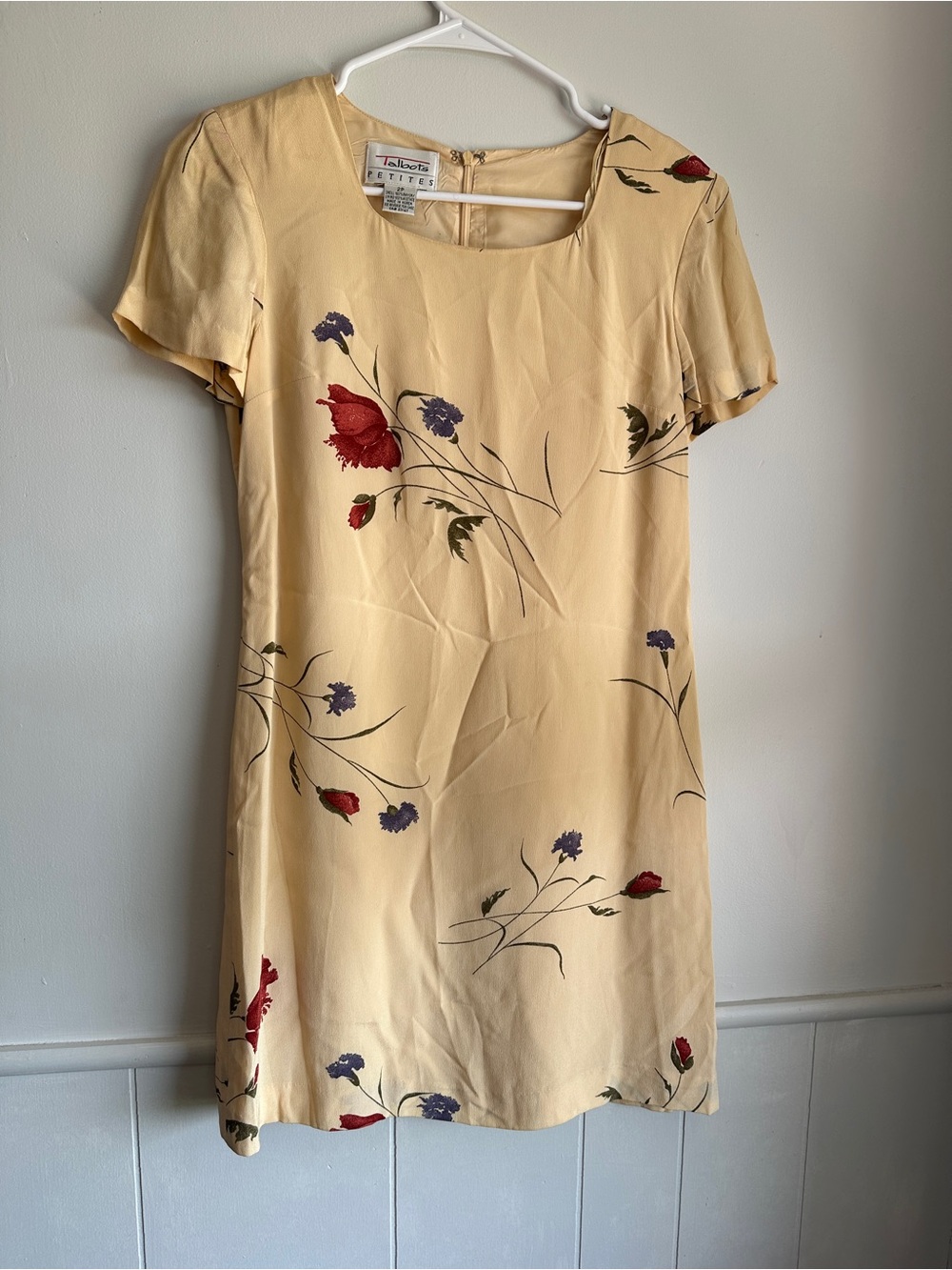 Talbots Cream Floral Short-Sleeve Shift Dress